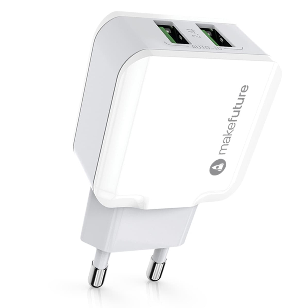 Зарядний пристрій MakeFuture 2 USB (2.4 A) White (MCW-21WH)