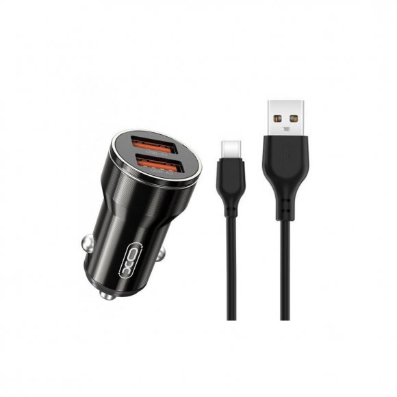 Зарядний пристрій XO CC48 Smart Metal 2USB + cable MicroUSB Type-C (XO-CC48с-BK)