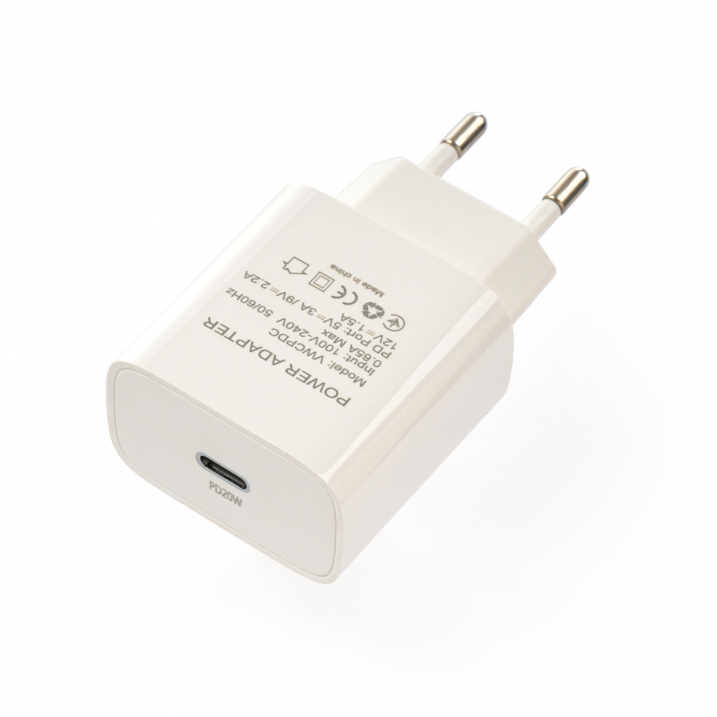 Зарядний пристрій Vinga PD Type-C 20W Charger white (VWCPDC)