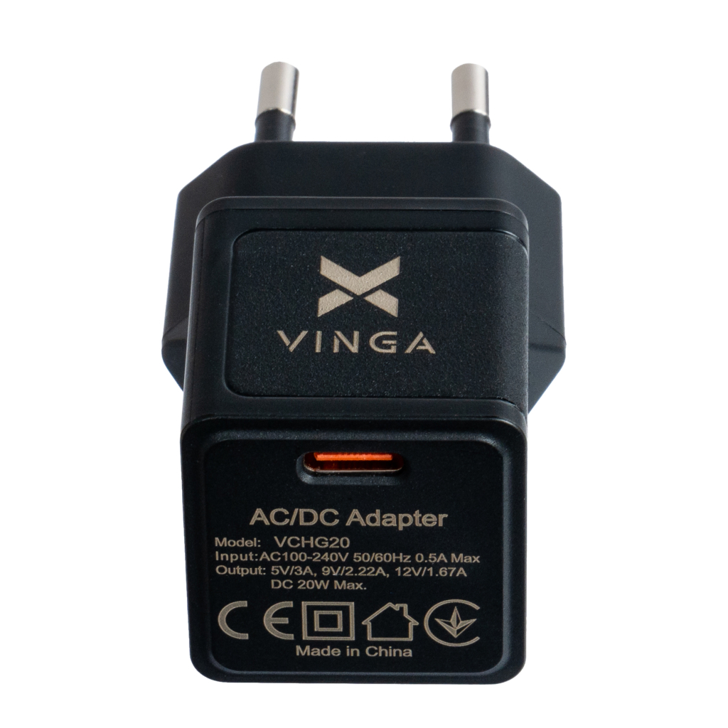 Зарядний пристрій Vinga USB-C 20W PowerDelivery Wall Charger (VCHG20)