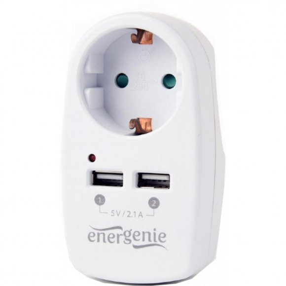 Зарядний пристрій EnerGenie 2 USB x 2.1A (EG-ACU2-02)