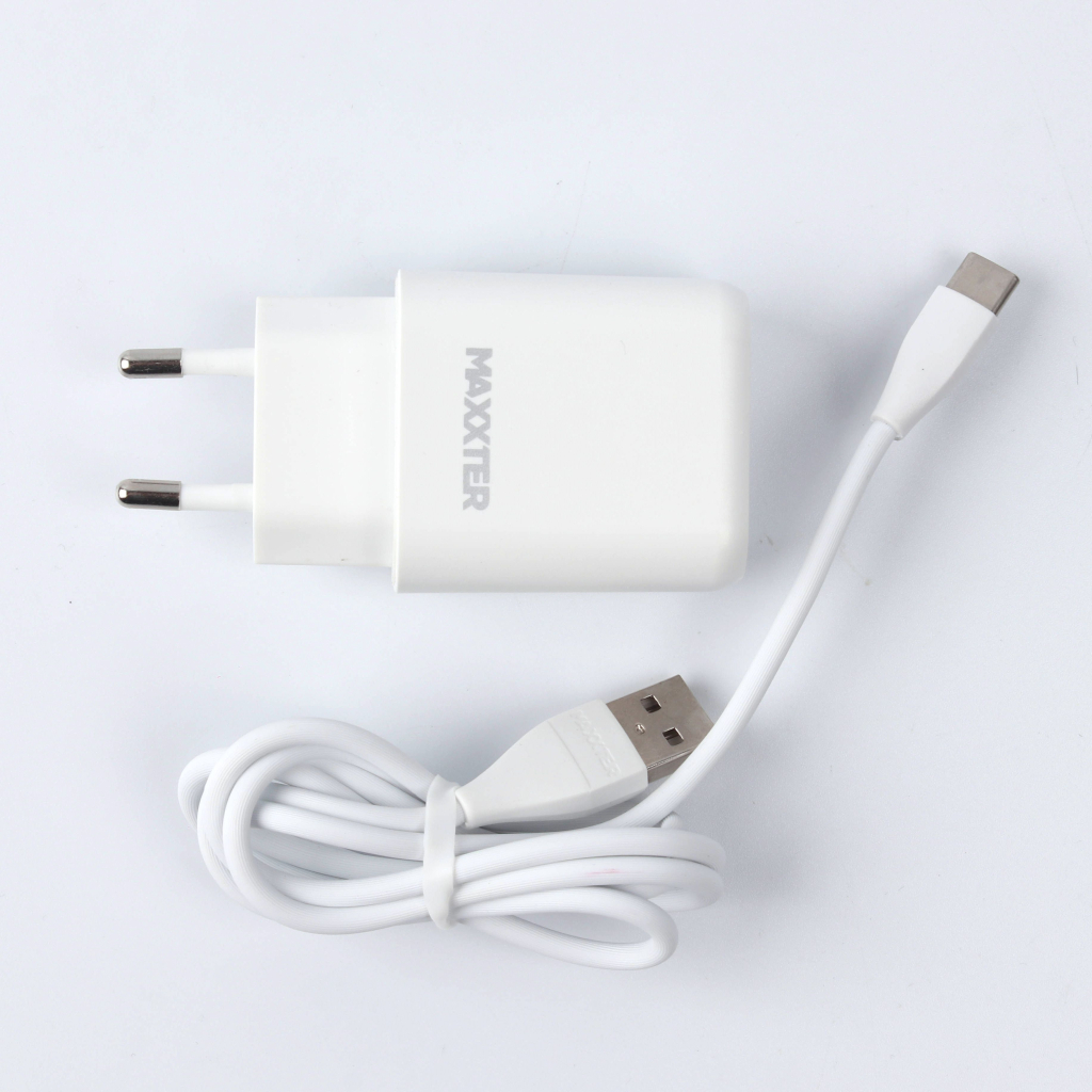 Зарядний пристрій Maxxter 1 USB + cable Type-C (WC-QC-AtC-01)