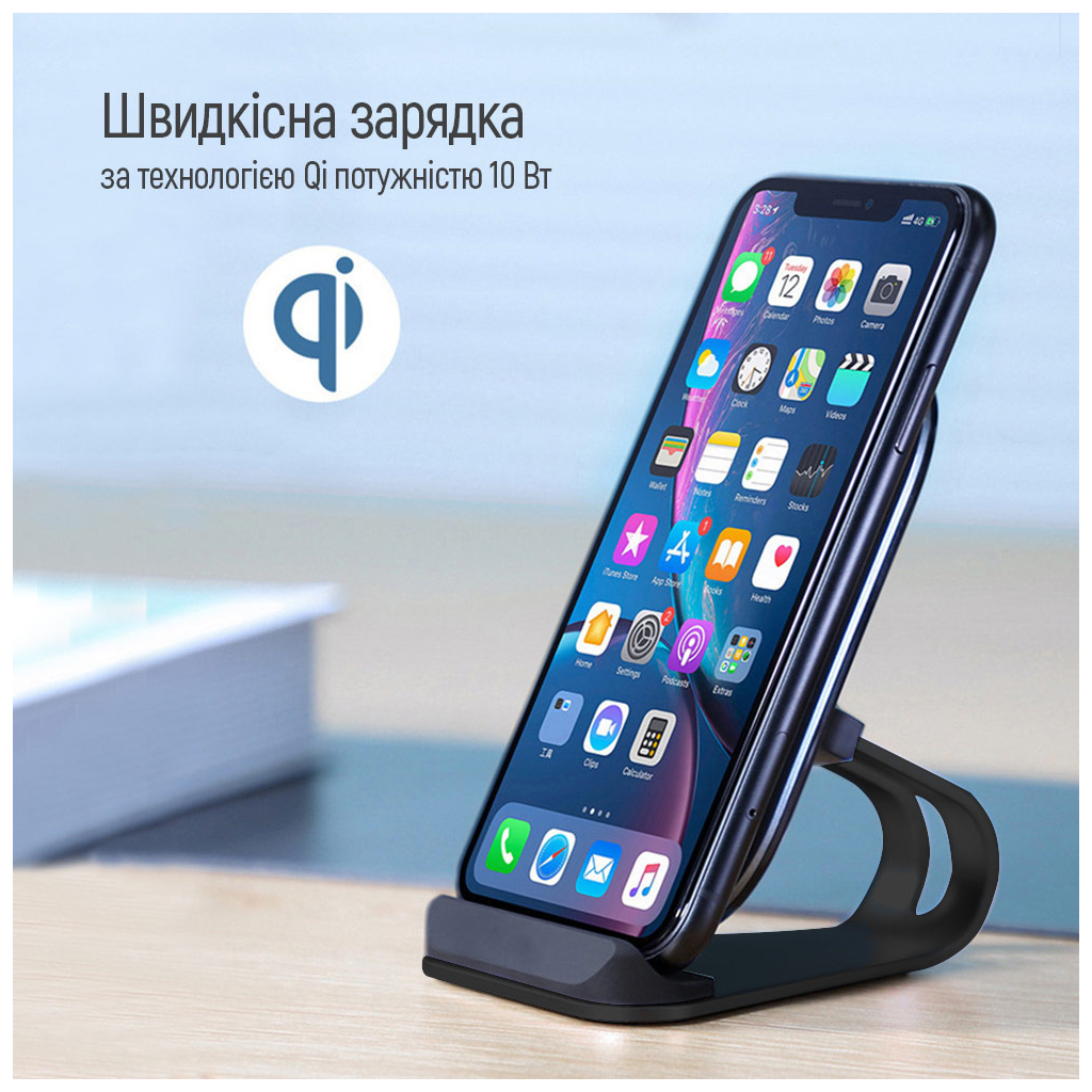 Зарядний пристрій ColorWay Wireless Stand 10W Blue (CW-CHW30Q-BL)