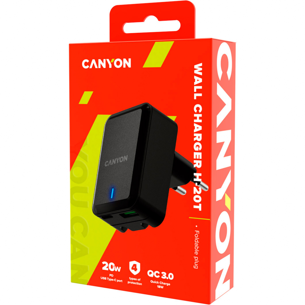 Зарядний пристрій Canyon PD 20W/QC3.0 18W (CNS-CHA20B)