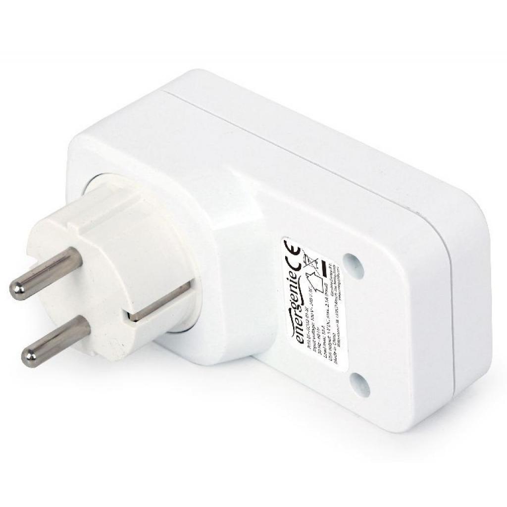 Зарядний пристрій EnerGenie 2 USB по 2.1A со сквозной розеткой (EG-ACU2-01-W)