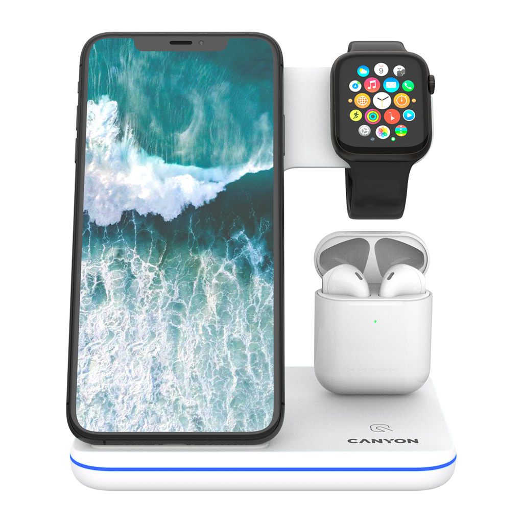 Зарядний пристрій Canyon 3in1 Wireless charger (CNS-WCS302W)