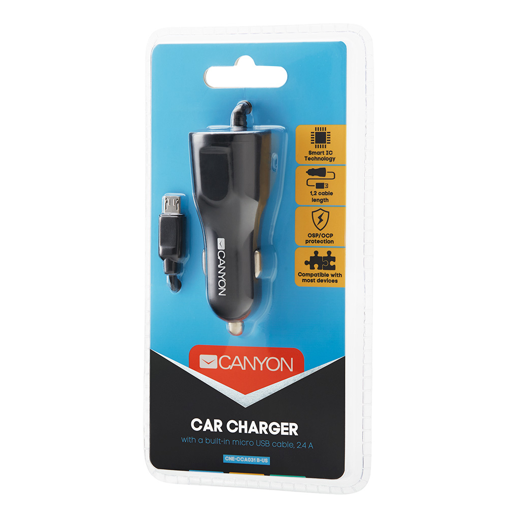 Зарядний пристрій Canyon 1xUSB car adapter (CNE-CCA033B)