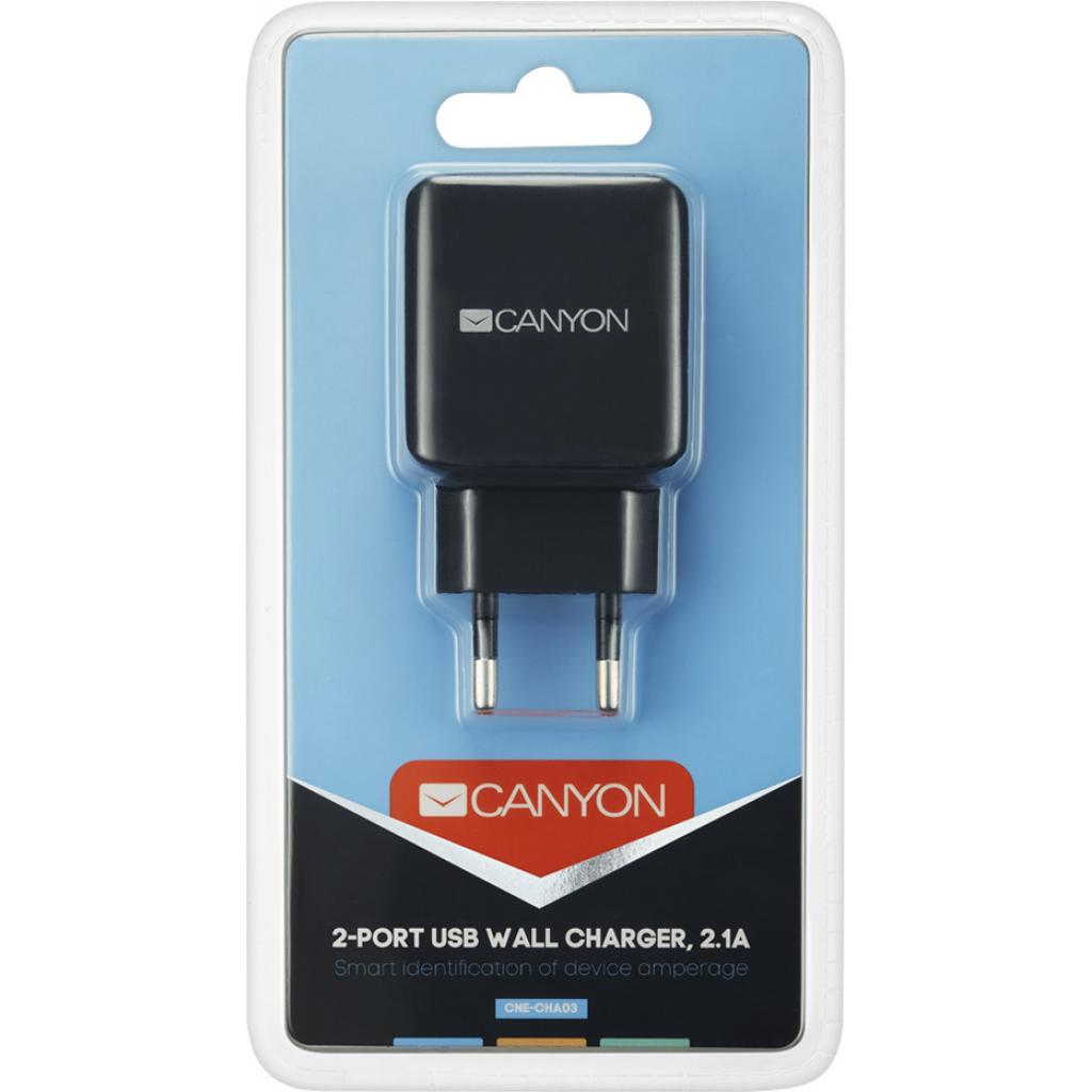 Зарядний пристрій Canyon 2xUSB AC (CNE-CHA03B)