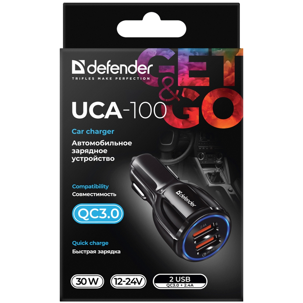 Зарядний пристрій Defender 2xUSB 30W (2xUSB-A) QC3.0 3А UCA-100 (83833)