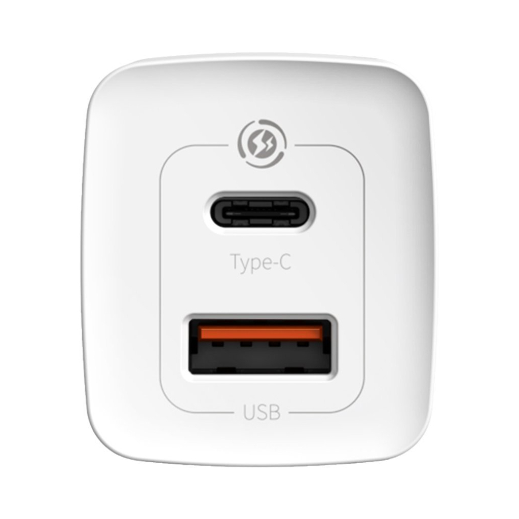 Зарядний пристрій Baseus 2xUSB 65W GaN (USB-C+USB-A) white (CCGAN2L-B02)