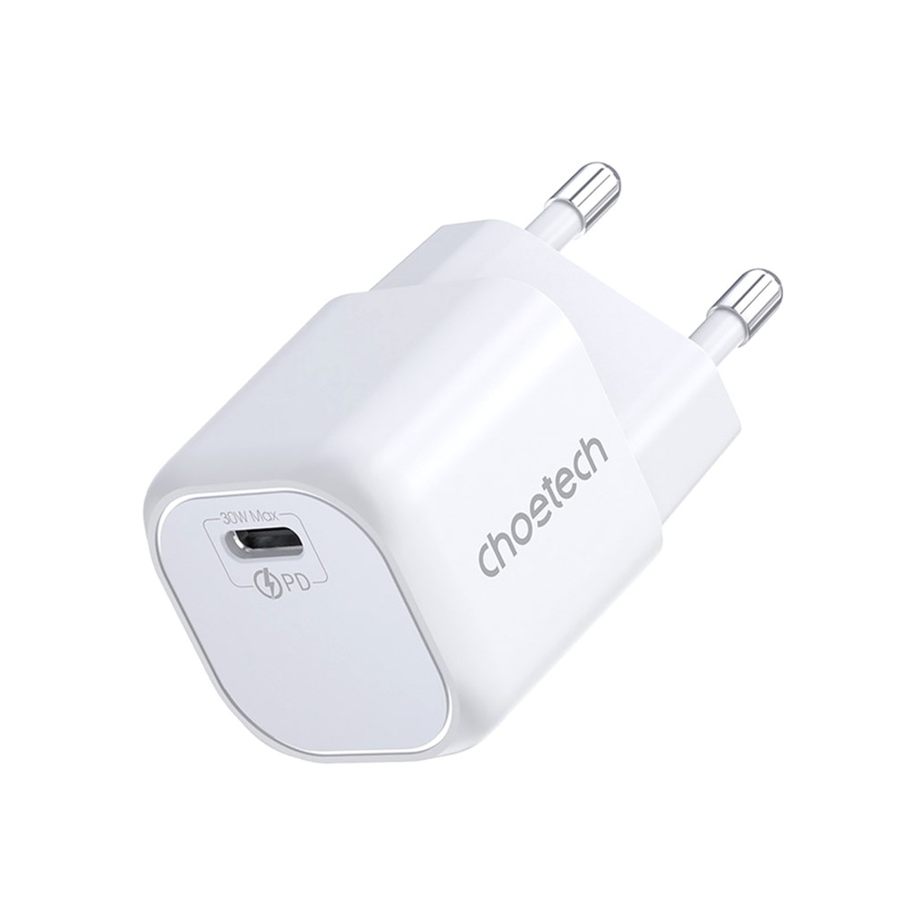 Зарядний пристрій Choetech 1хUSB-C 30W PD QC3.0 PD5007 white (PD5007-EU-WH)