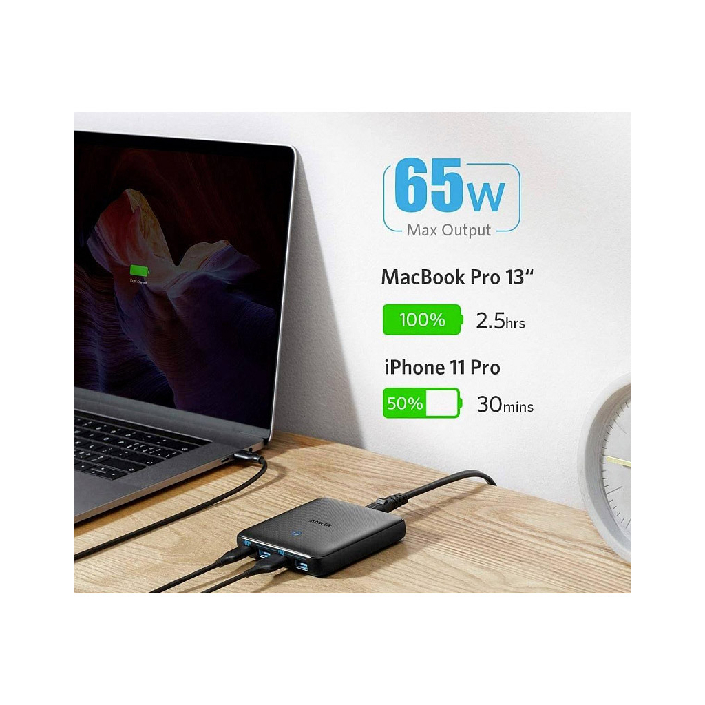 Зарядний пристрій Anker PowerPort Atom III Slim 4 - 65W 3&1xUSB-C PIQ3.0 (A2045G11)