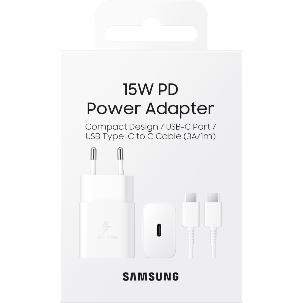 Зарядний пристрій Samsung 15W Power Adapter (w C to C Cable) White (EP-T1510XWEGRU)