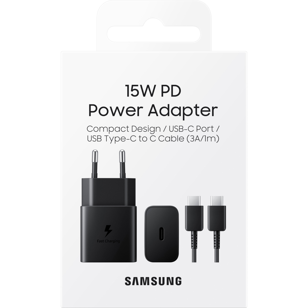 Зарядний пристрій Samsung 15W Power Adapter (w C to C Cable) Black (EP-T1510XBEGRU)