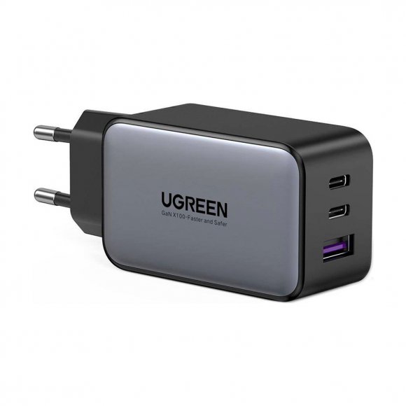 Зарядний пристрій Ugreen 3xUSB 65W GaN (2хUSB-C+USB-A) CD244 Grey (10335)