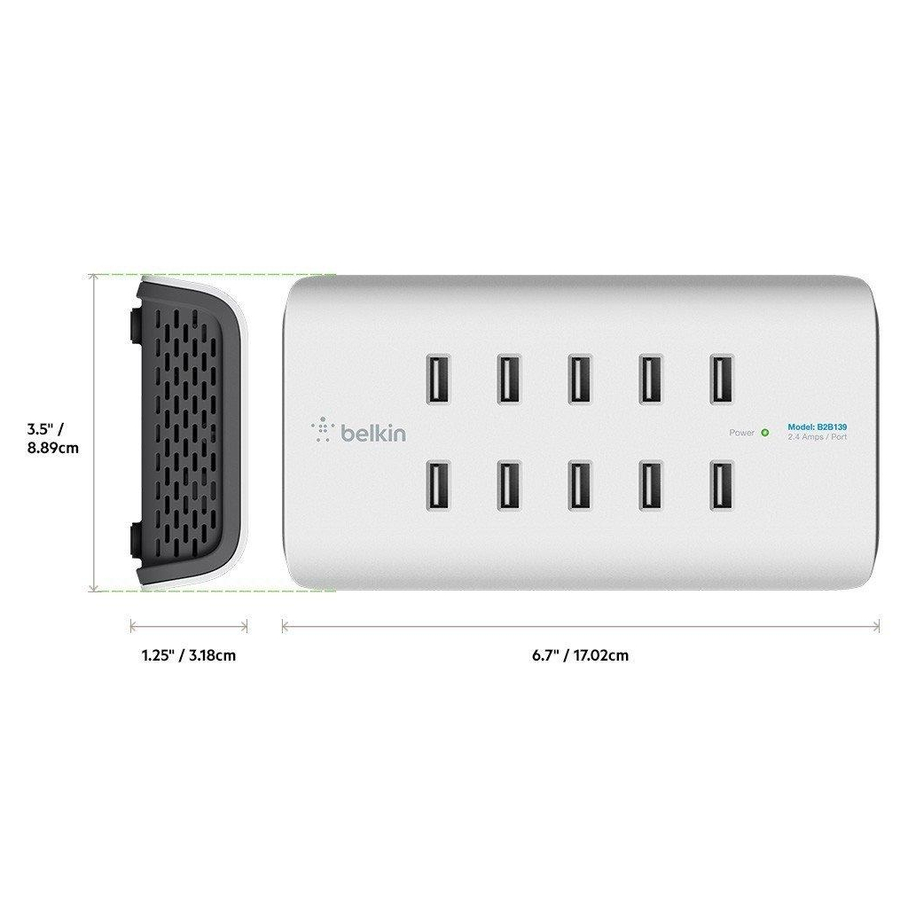 Зарядний пристрій Belkin RockStar 10 PORT USB-A CHARGER 2.4 Amp, 120W (B2B139vf)