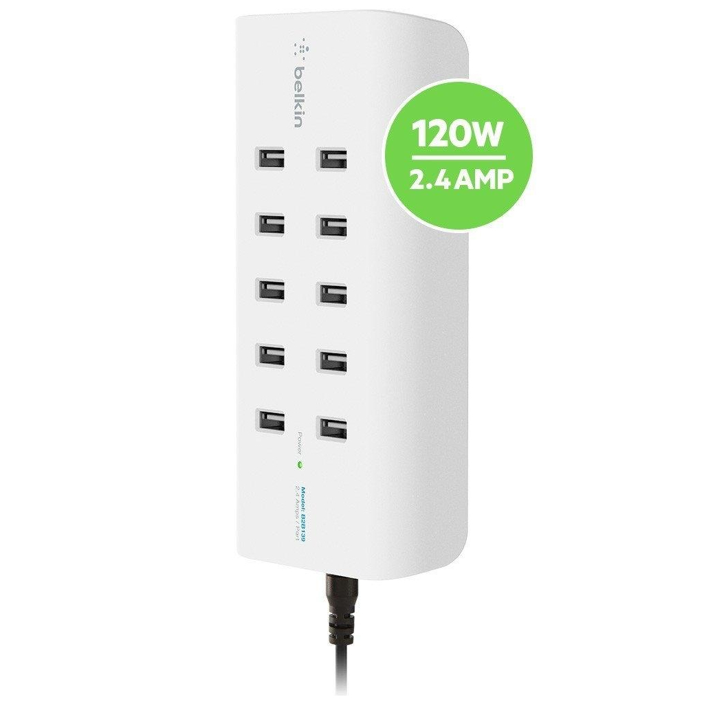 Зарядний пристрій Belkin RockStar 10 PORT USB-A CHARGER 2.4 Amp, 120W (B2B139vf)