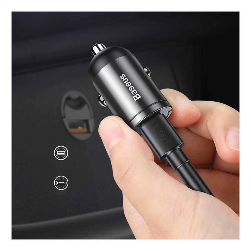 Зарядний пристрій Baseus Tiny Star Mini PPS Car Charge USB-A Gray (VCHX-B0G)