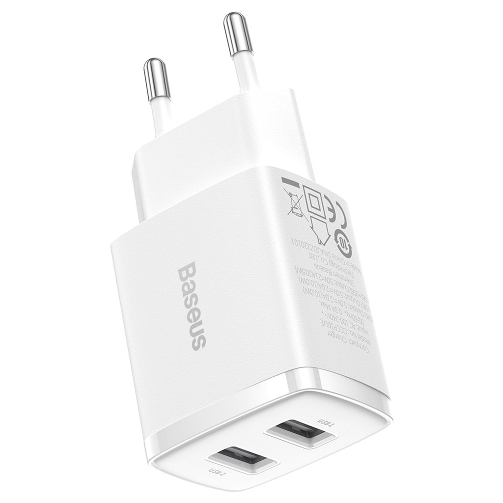 Зарядний пристрій Baseus Compact Charger 2U White (CCXJ010202)