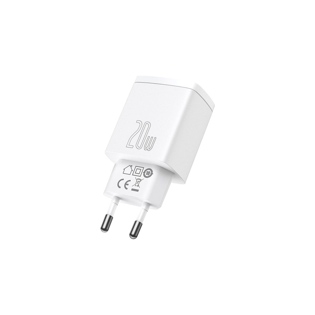 Зарядний пристрій Baseus Compact Quick Charger U+C 20W EU White (CCXJ-B02)