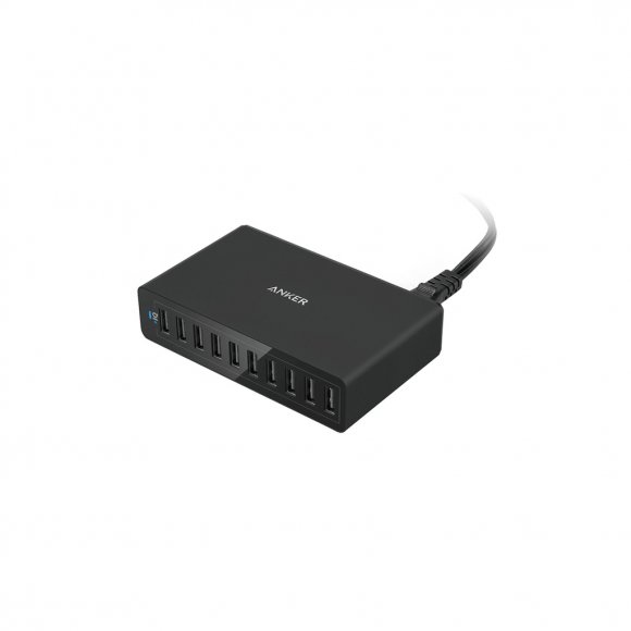 Зарядний пристрій Anker PowerPort 10 - 60W 10-port USB PowerIQ (Black) (A2133L11)