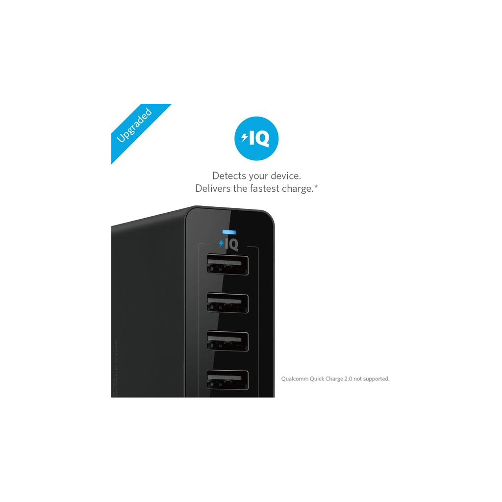 Зарядний пристрій Anker PowerPort 10 - 60W 10-port USB PowerIQ (Black) (A2133L11)