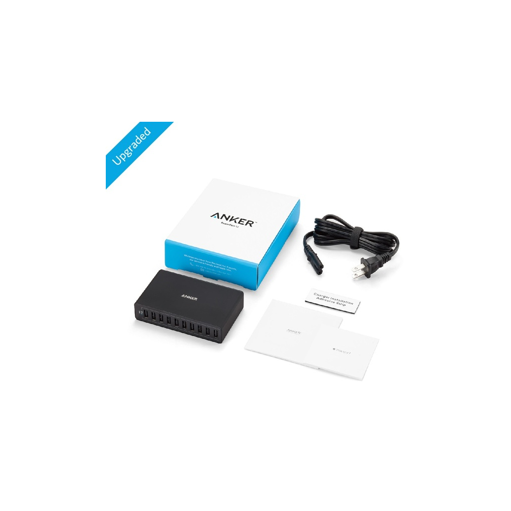 Зарядний пристрій Anker PowerPort 10 - 60W 10-port USB PowerIQ (Black) (A2133L11)