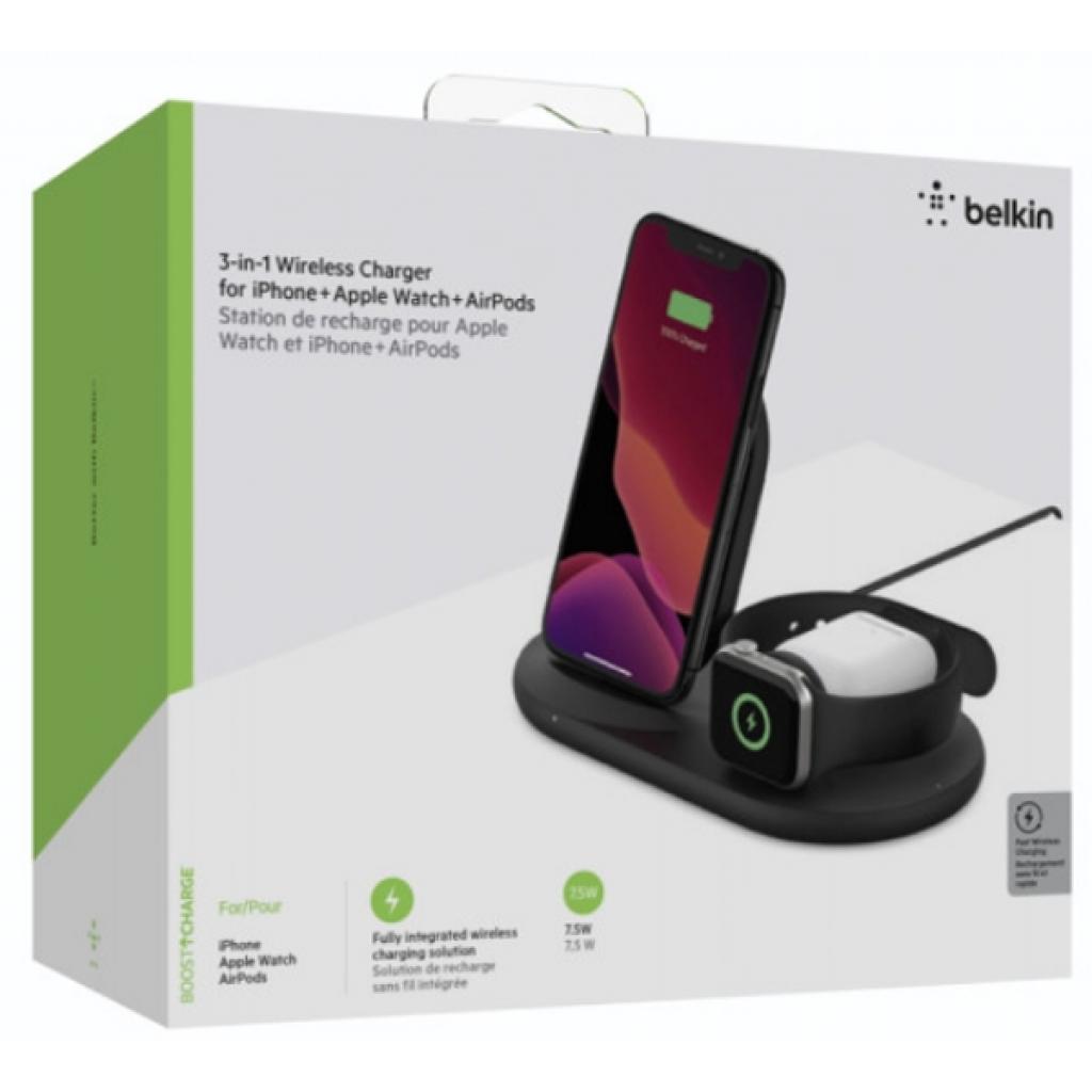 Зарядний пристрій Belkin 3-in-1 Wireless Pad/Stand/Apple Watch, black (WIZ001VFBK)