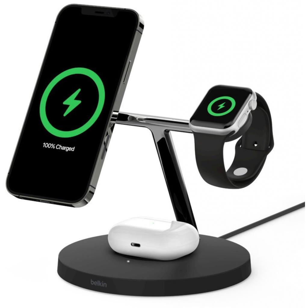 Зарядний пристрій Belkin MagSafe 3in1 Wireless Charger, black (WIZ009VFBK)