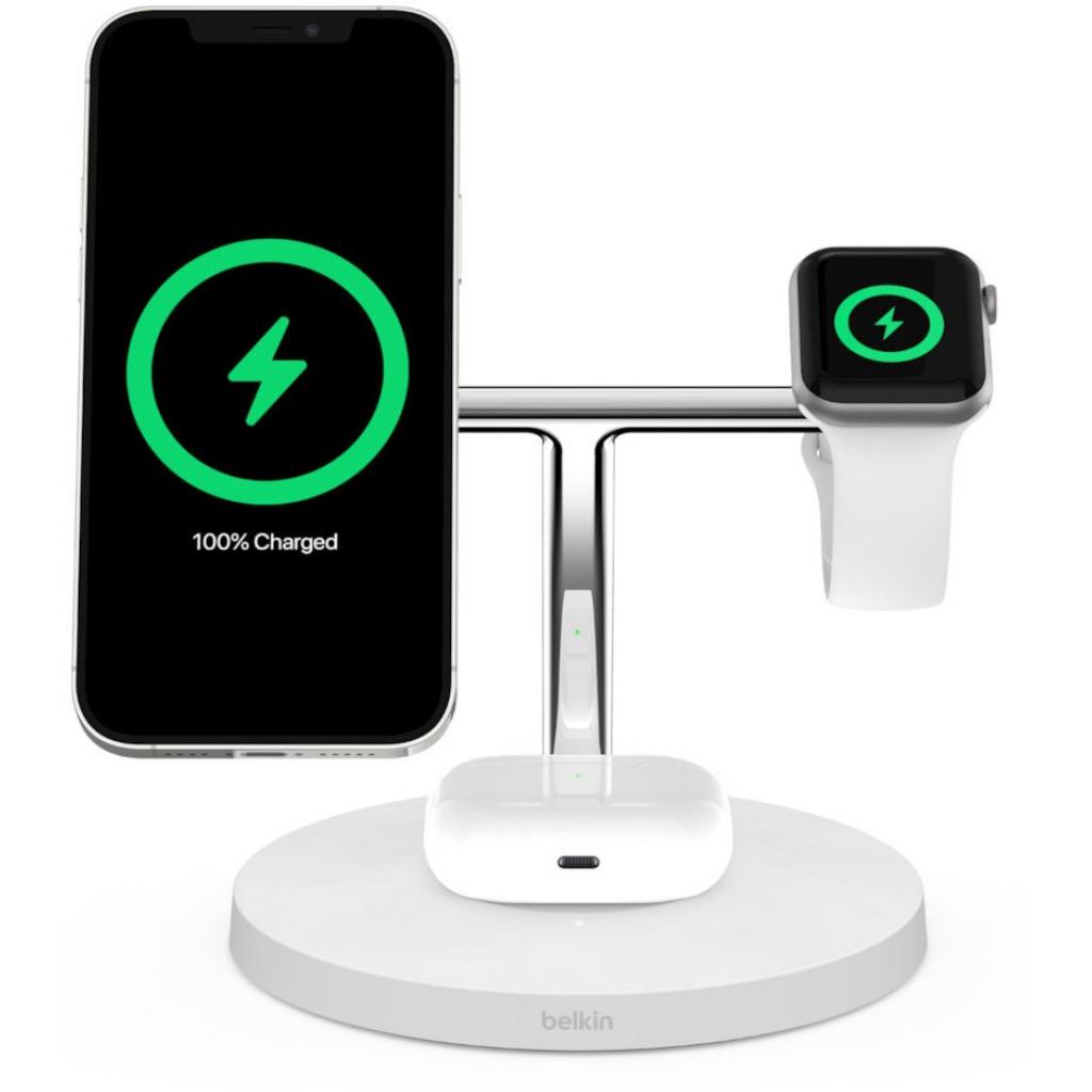 Зарядний пристрій Belkin MagSafe 3in1 Wireless Charger, white (WIZ009VFWH)