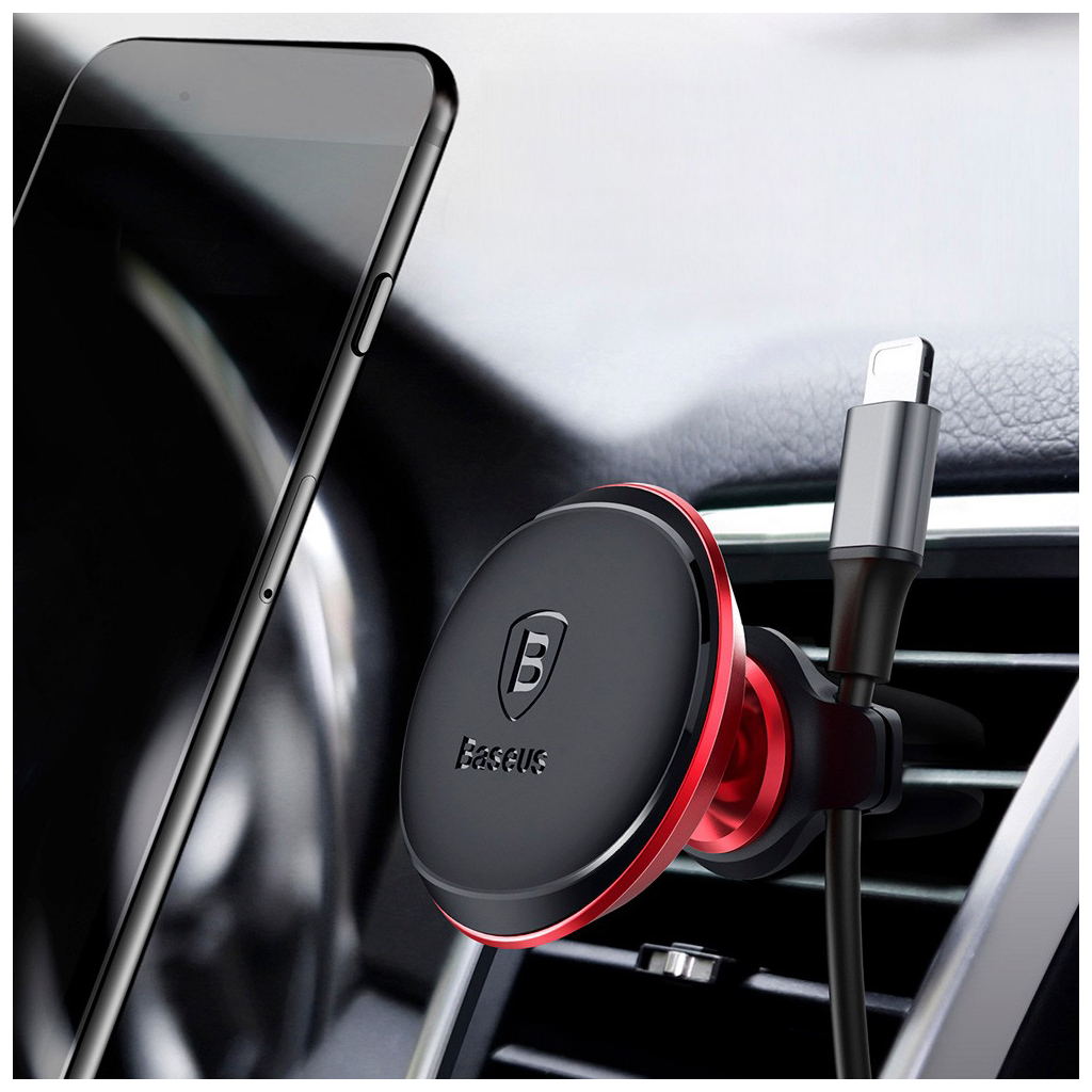 Універсальний автотримач Baseus Magnetic with cable clip (на решітку) red (SUGX-A09)