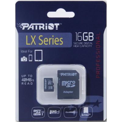 Карта пам'яті Patriot 16GB microSD class10 UHS-I (PSF16GMCSDHC10)