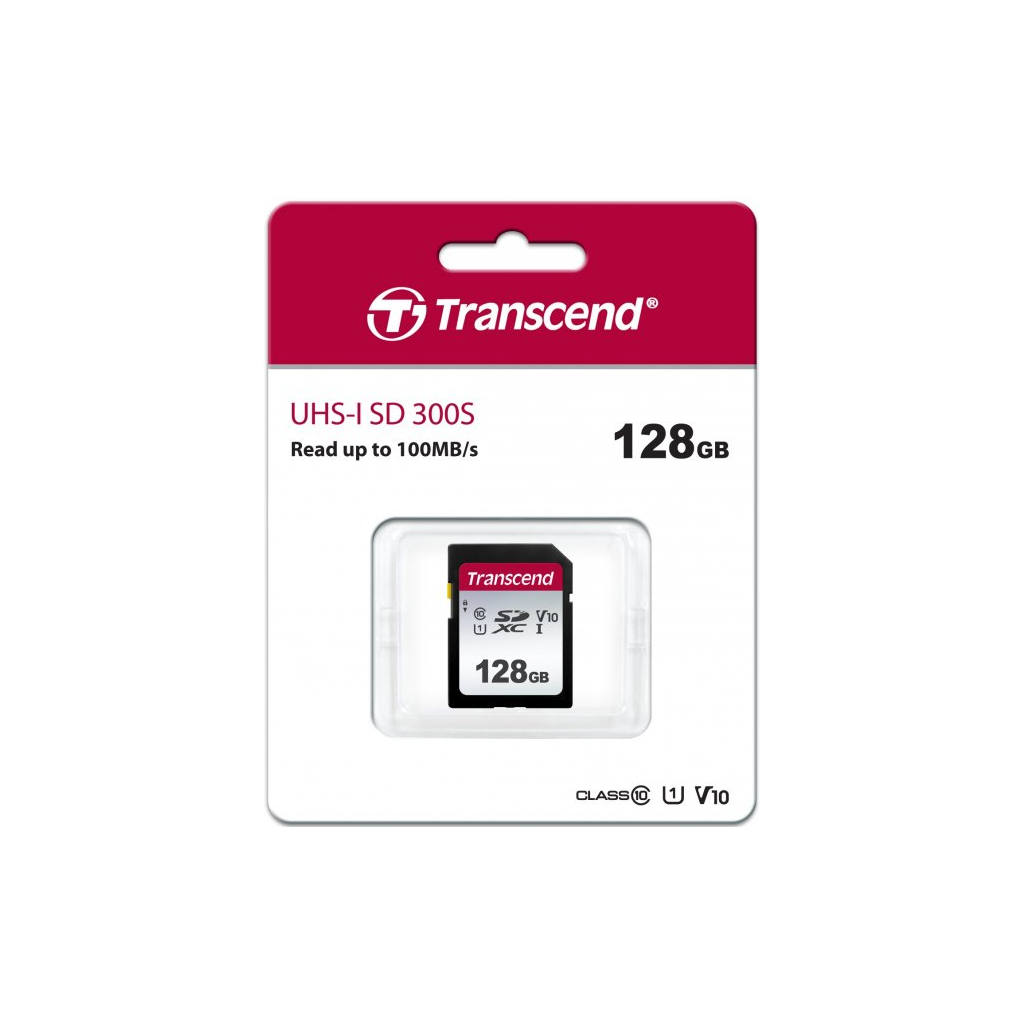 Карта пам'яті Transcend 128GB SDXC class 10 UHS-I U1 V10 (TS128GSDC300S)