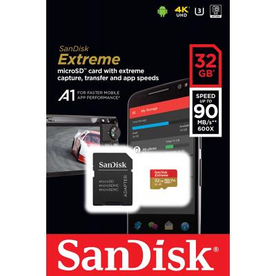 Карта пам'яті SanDisk 32GB microSDHC V30 A1 UHS-I U3 4K Extreme (SDSQXAF-032G-GN6MA)