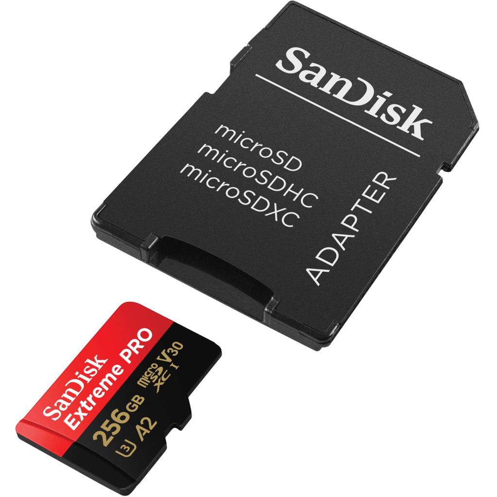 Карта пам'яті SanDisk 256 GB microSDXC UHS-I U3 Extreme Pro+SD Adapter (SDSQXCD-256G-GN6MA)