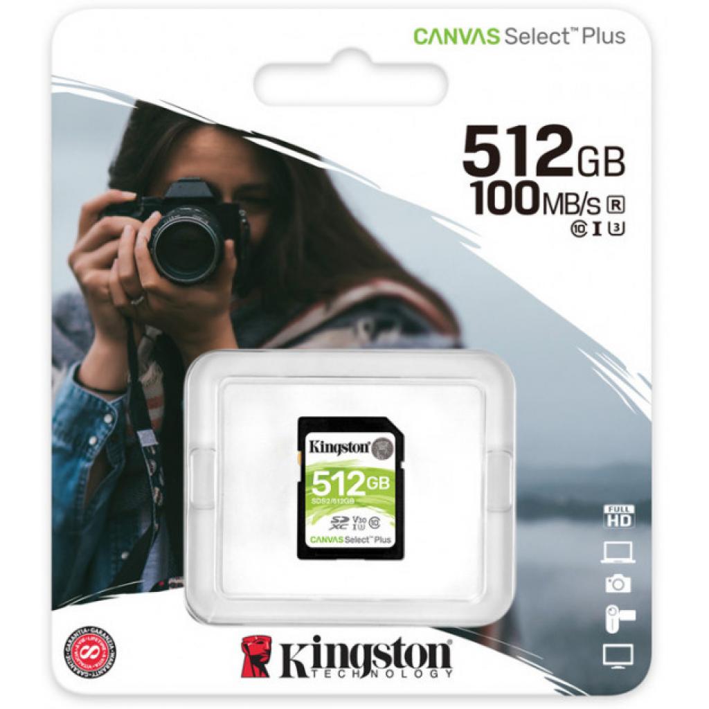 Карта пам'яті Kingston 512GB SDXC class 10 UHS-I U3 Canvas Select Plus (SDS2/512GB)