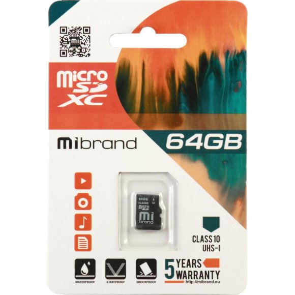 Карта пам'яті Mibrand 64GB microSDXC class 10 UHS-I (MICDXU1/64GB)