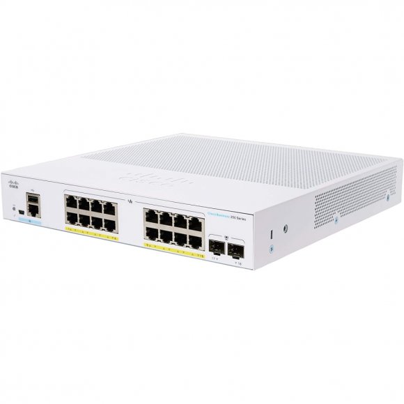 Комутатор мережевий Cisco CBS350 Managed 16-port GE, PoE, 2x1G SFP (CBS350-16P-2G-EU)