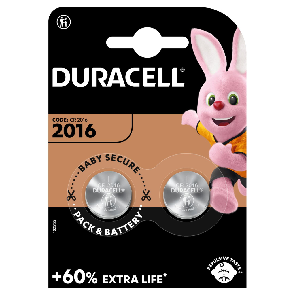 Батарейка Duracell CR 2016 / DL 2016 * 2 (5007667/5010969/5014810)