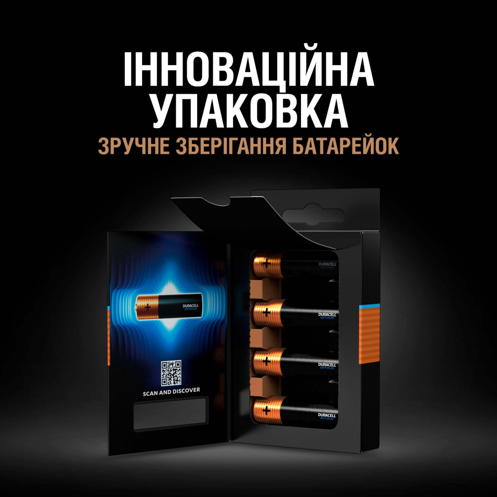 Батарейка Duracell Optimum AA лужні 4 шт. в упаковці (5015595)