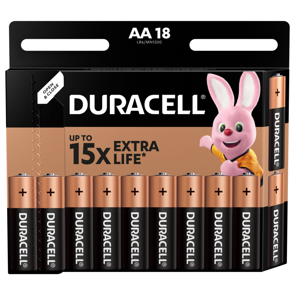 Батарейка Duracell AA лужні 18 шт. в упаковці (5000394107519 / 5006192)