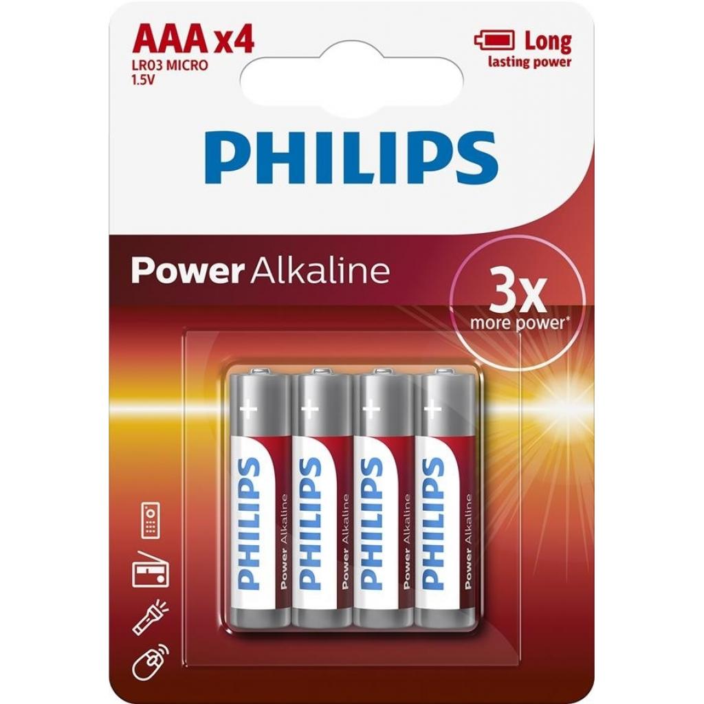 Батарейка Philips AAA LR03 Power Alkaline * 4 (LR03P4B/10)