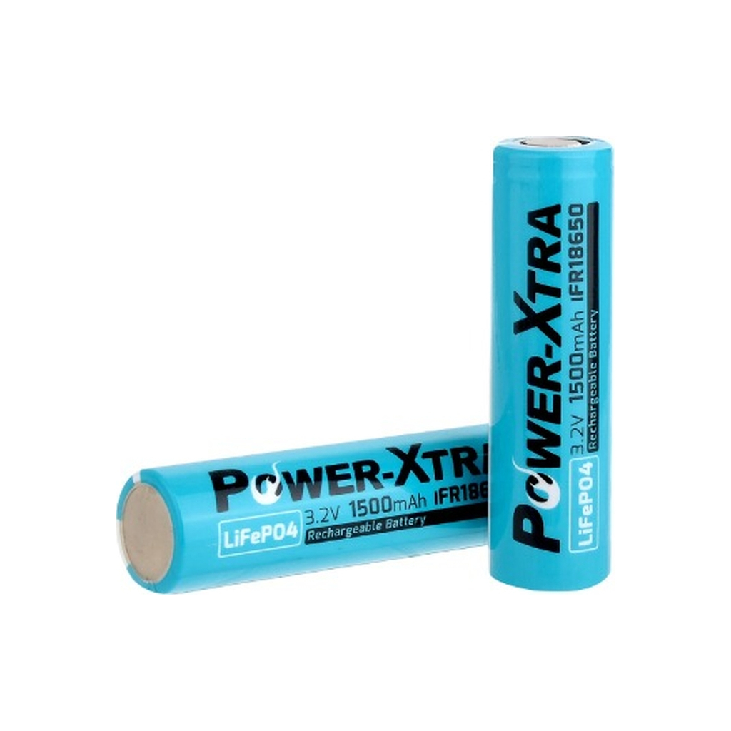 Акумулятор 18650 LiFePO4 1500mAh IFR18650, 3.2V, FlatTop, blue Power-Xtra (PX-IFR18650 / 29743)