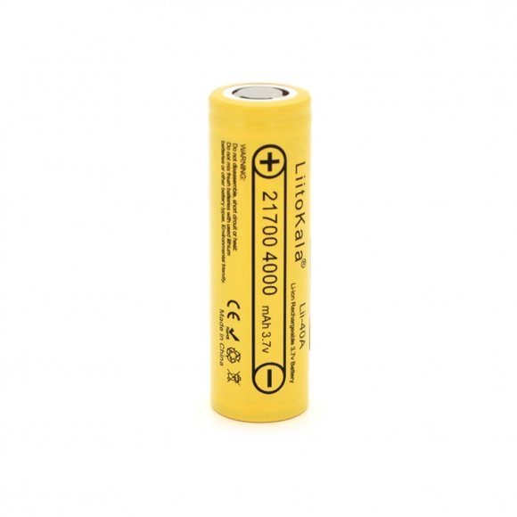 Акумулятор 21700 Li-Ion, 4000mah (4000-4300mah), 25A, 3.7V (2.5-4.2V), Yellow, PVC BOX Liitokala (Lii-40A / 23385)