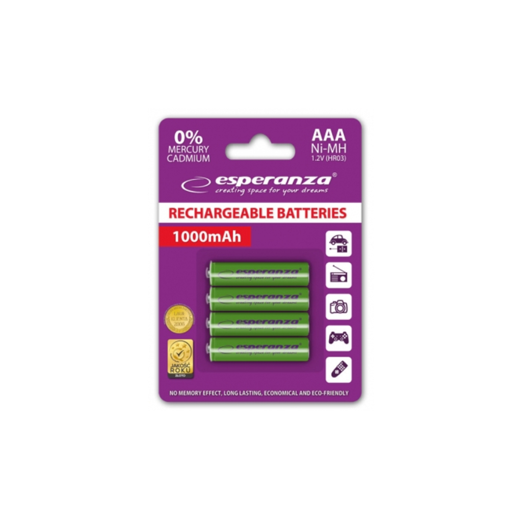 Акумулятор Esperanza AAA 1000mAh Ni-MH * 4 green (EZA102G)