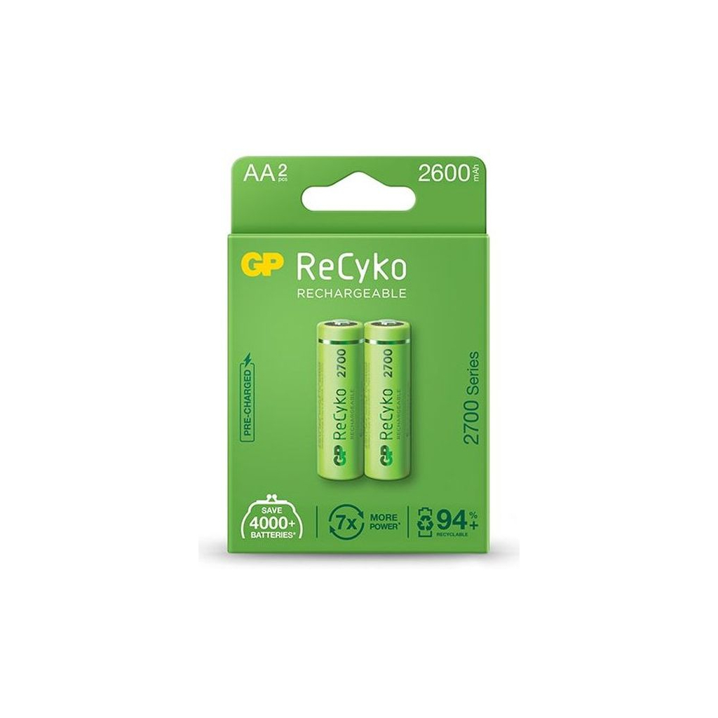 Акумулятор Gp AA R6 ReCyko battery 2600mAh AA (2700Series, 2 battery pack) (270ААHCE-EB2(Recyko) / 4891199186370)