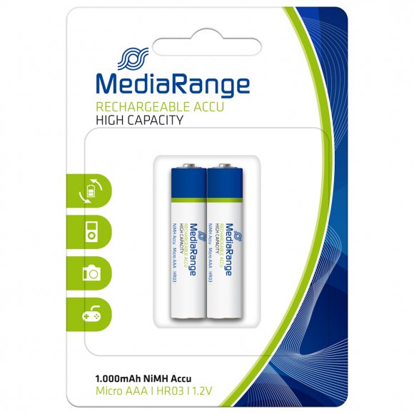 Акумулятор Mediarange AAA 1000mAh HR03 1.2V NiMH, Micro, Pack 2 (MRBAT122)