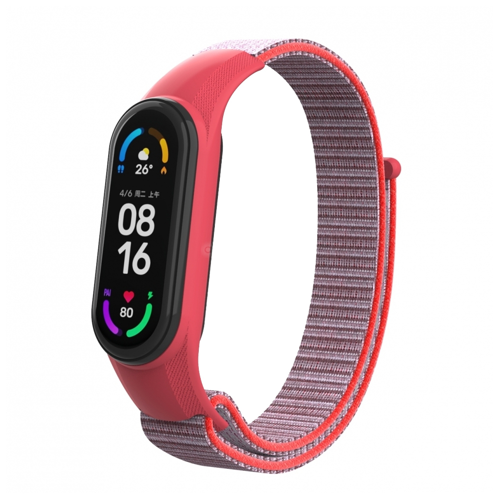 Ремінець до фітнес браслета Armorstandart нейлоновий для Xiaomi Mi Band 7/6/5/4 Grey/Red (ARM67853)