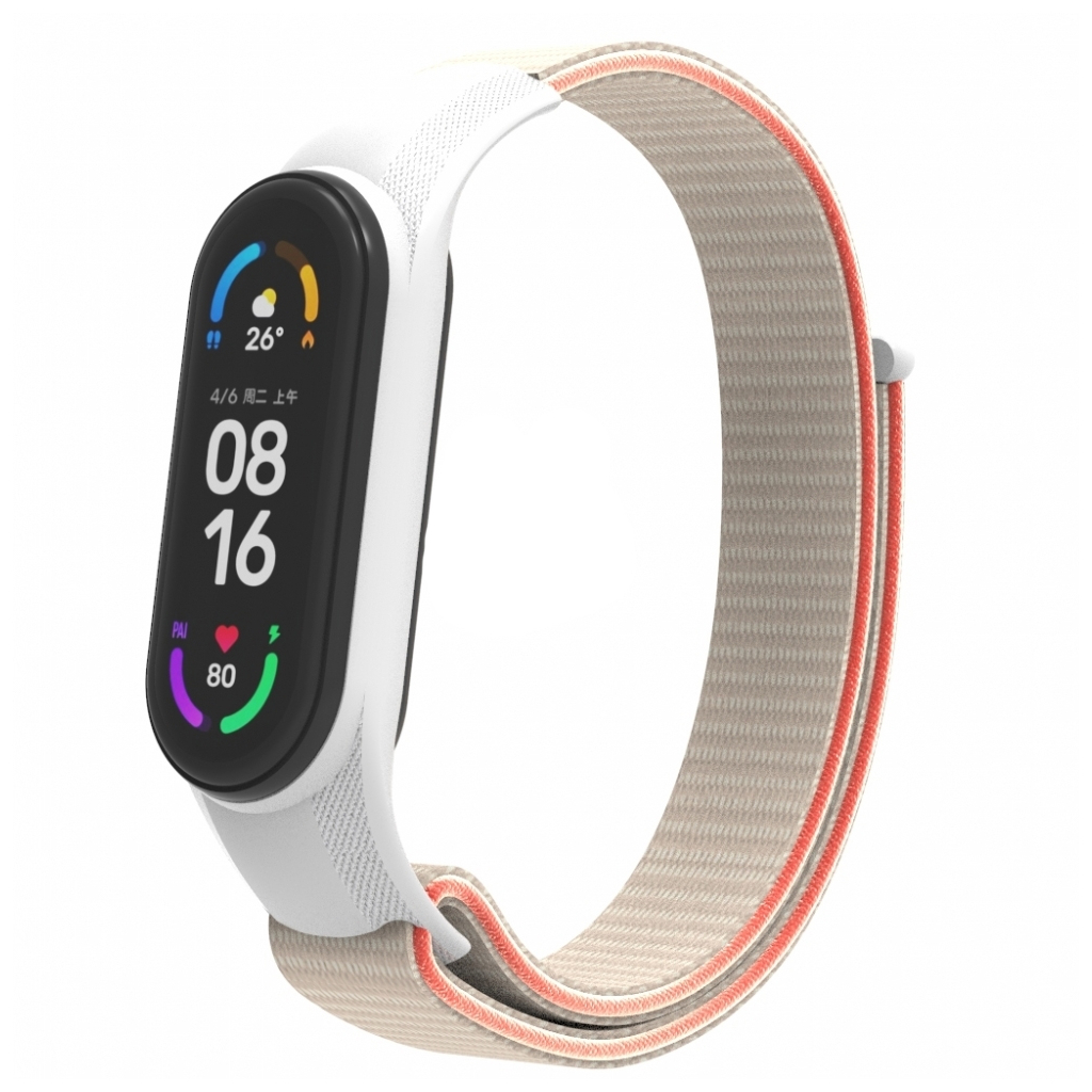 Ремінець до фітнес браслета Armorstandart нейлоновий для Xiaomi Mi Band 7/6/5/4 White/Red (ARM67846)