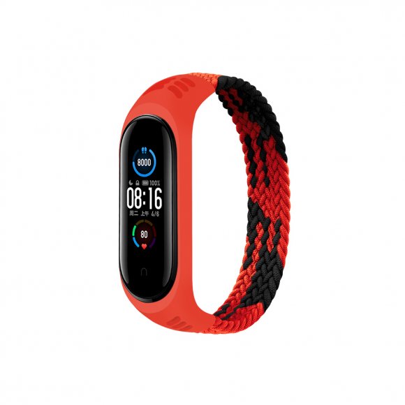 Ремінець до фітнес браслета BeCover Elastic Nylon Style для Xiaomi Mi Smart Band 5/6 (Size L) Black-Red (706157)